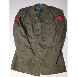 Vintage 70s USMC Alphas Green‎ Military Dress Uniform Jacket Lance Corporal 40R